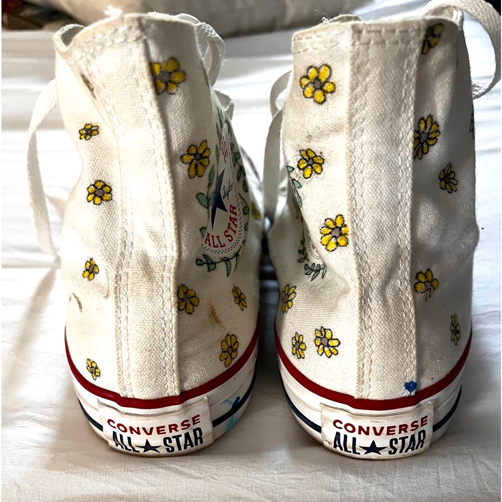 converse sneakers - white with sunflowers.